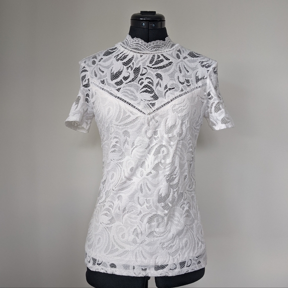 Lace White Blouse Size M - Picture 2 of 4